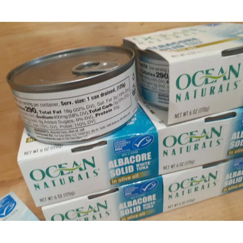 OCEAN NATURALS 6CT:  OCEAN NATURALS Premium Albacore Tuna Olive Oil Wild Caught Solid White 6oz