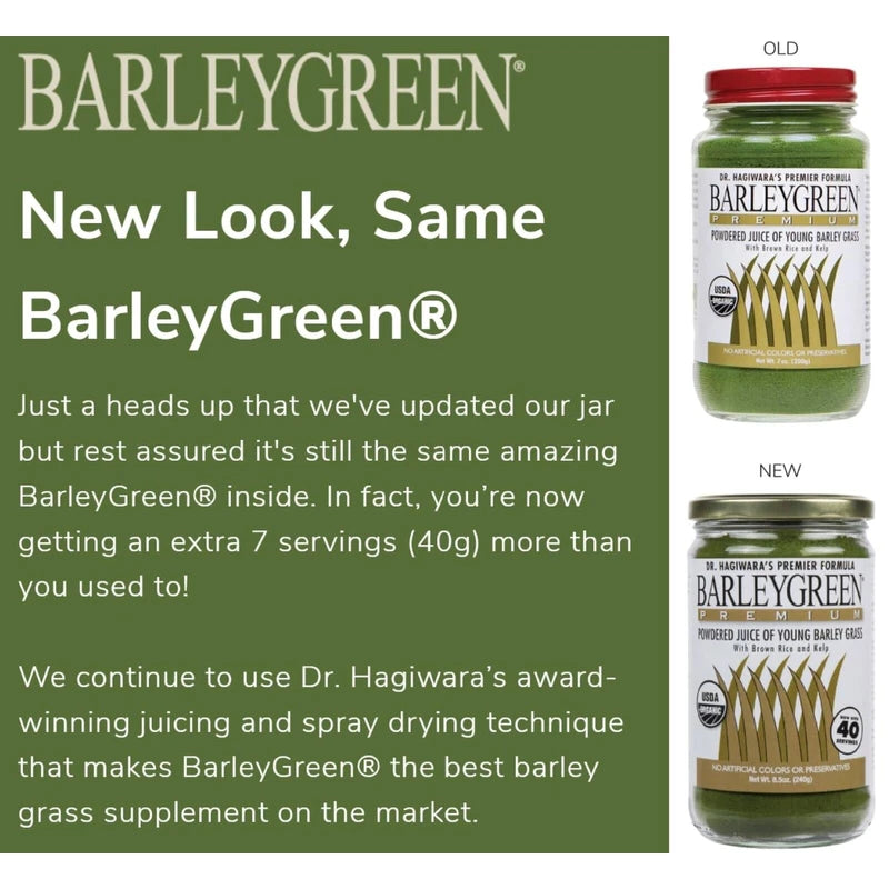 BARLEYGREEN Dr. Hagiwara's Original Premium w/Kelp - Organic Barley Grass Juice Powder 8....