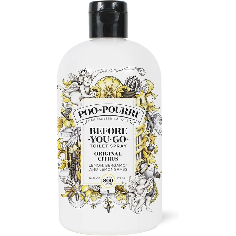 Poo-Pourri Before-You-Go Toilet Spray – Original Citrus Scent Refill Bottle 16 Fl Oz - Lemon, Bergamot and Lemongrass