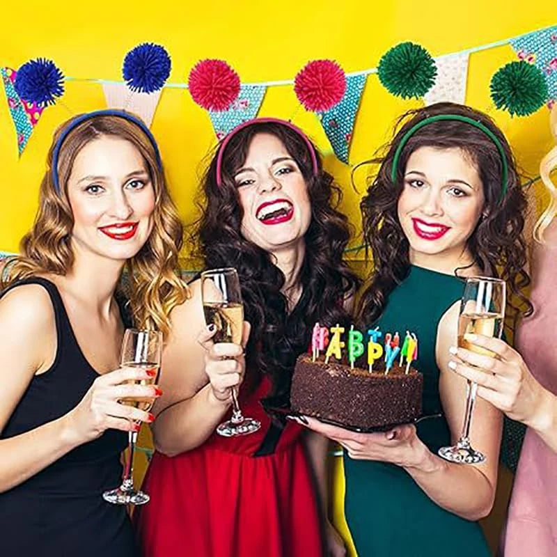 6 Pieces Pom Pom Headband Pom Yarn Headbopper Fluffy Ball Hairband for Adults Kids Events Celebrations Themed Parties (Green)