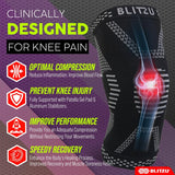 BLITZU Knee Compression Sleeve for Men & Women – Joint Pain Relief, Arthritis, ACL, Meniscus Tear and Injury Recovery (X-Large, Jet Black)