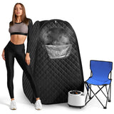 Single Person Sauna, Portable Steam Sauna Full Body for Home Spa, Sauna Tent with Steamer 2.6L 1000W Steam Generator, 90 Minute Timer, Chair, Remote Control Included(Black)