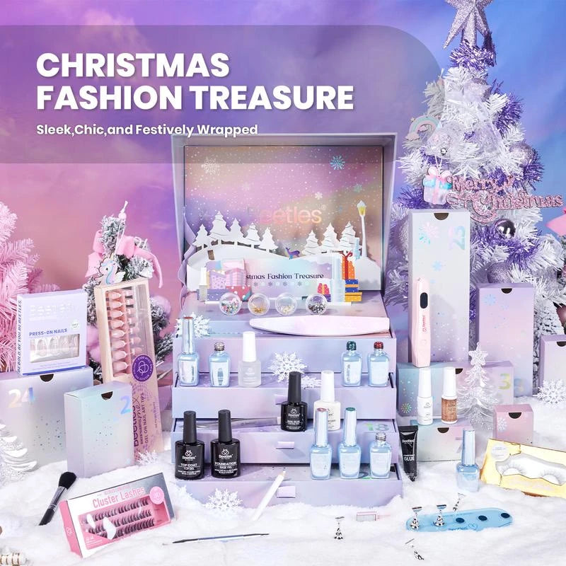 beetles 【Best Gift】Beetles 2024 Advent Calendar Gel Nail Polish Kit Christmas Best Gift Choice for Women and Girls - Color: 20 Colors Gemstone Party (Gift Box)