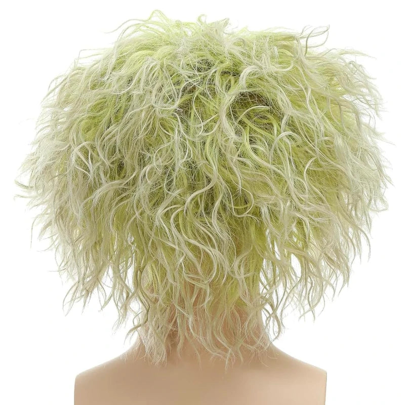 PORSMEER Mens Beetlejuice Wig - Premium Betelgeuse Green Ombre Hair short Wig with Bald Cap - Compatible with Beetlejuice Cosplay Wig | idea for Halloween Beetlejuice Costume