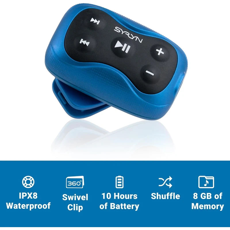 100% Waterproof SYRYN Swimbuds Flip Bundle for Swimming with Music | Enjoy Up to 2,000 Songs or 138 Hours of Audio | Drag and Drop MP3, AAC, M4a, FLAC Using PC or Mac | No Apple Music, No Spotify
