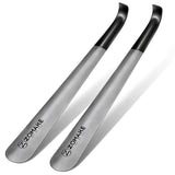 ZOMAKE Metal Shoe Horn Long Handle Shoehorn 2Pcs - Extra Long Shoe Horns for Seniors Men Women - 16.5 inch Stainless Steel Shoe Horn for Boots (Set of 2 Silver)