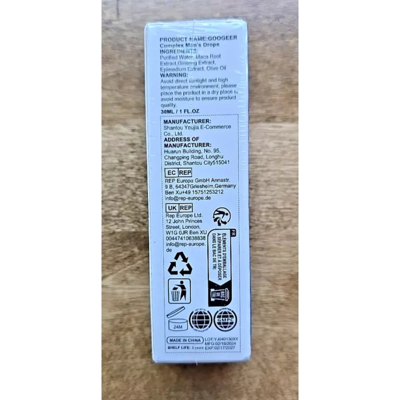 GooGeer Complex Men's Drops Hormone-Free Formula Relaxed Mood  New in Box