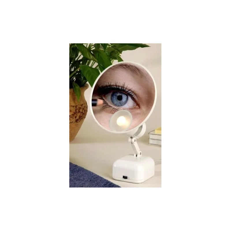 Floxite Travel Lighted Floxite 15X Supervision Magnifying Mirror Light, Dove White