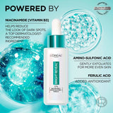 L'Oréal Paris Bright Reveal Dark Spot Face Serum, with 12% Niacinamide + Ferulic + Amino Sulfonic Acids, Reduces the Look of Stubborn Dark Spots, For All Skin Tones, Skincare, 30mL