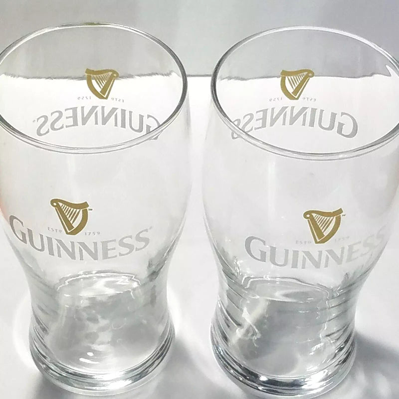 Guiness Lot of 2 Guinness Original Glasses Harp Logo 20oz Imperial Pint Size 6 1/4" Tall