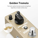 Donner Tremolo Pedal, Golden Tremolo Guitar Pedal Analog Tremolo Effect Pedal for Electric Guitar and Bass True Bypass