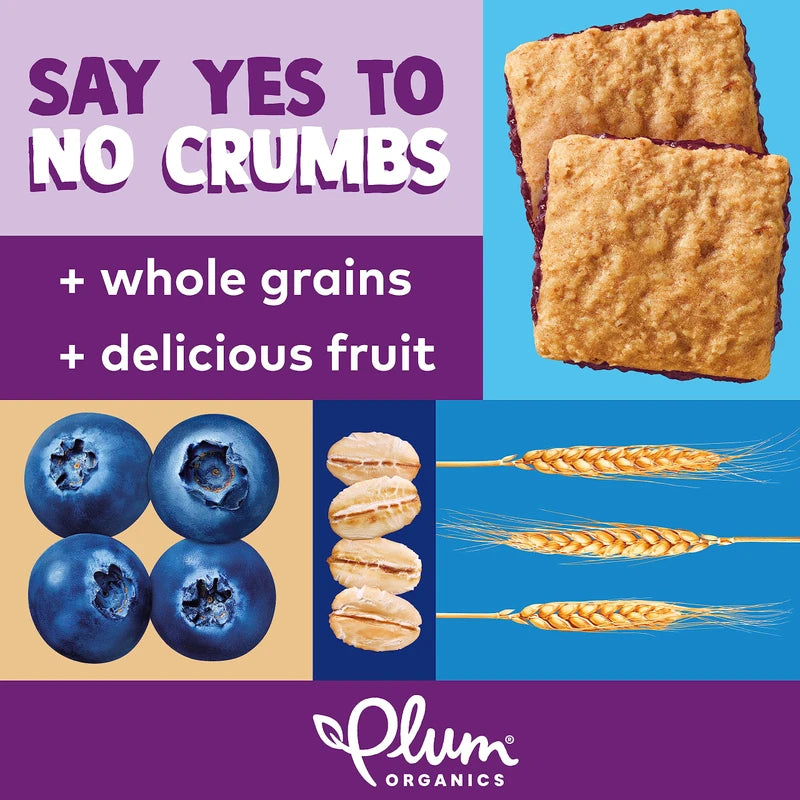 Plum Organics | Jammy Sammy Snack Bars | Organic Toddler & Kids Snacks | Blueberry & Oatmeal | 1.2 Ounce Bar (30 Total) | New Look, Packaging May Vary