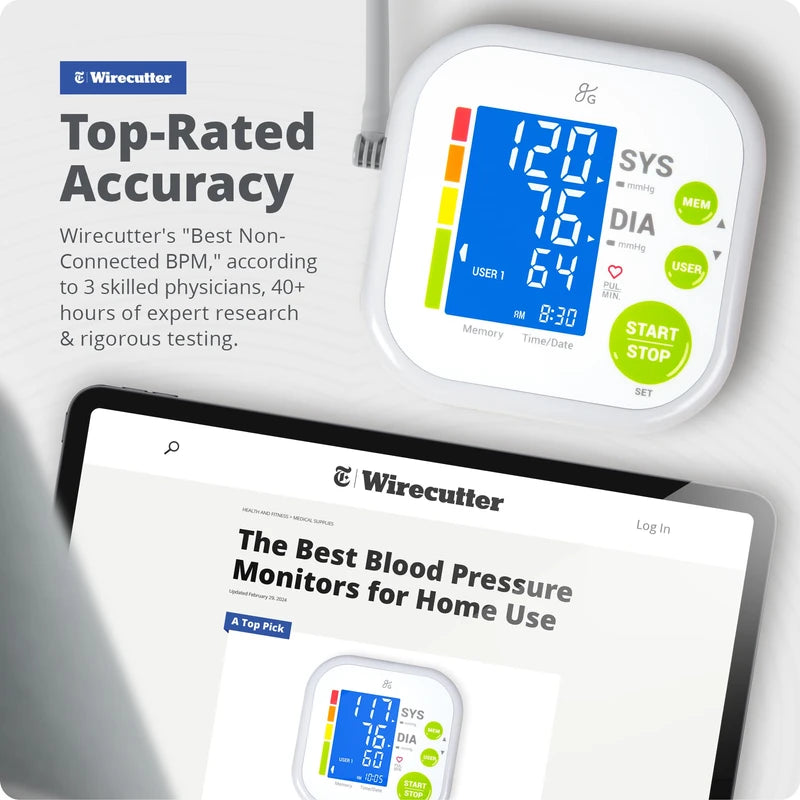Greater Goods Greater Goods Blood Pressure Monitor - Complete BP Machine Kit with Wall Adapter and Premium Comfort Cuff, Designed in St. Louis
