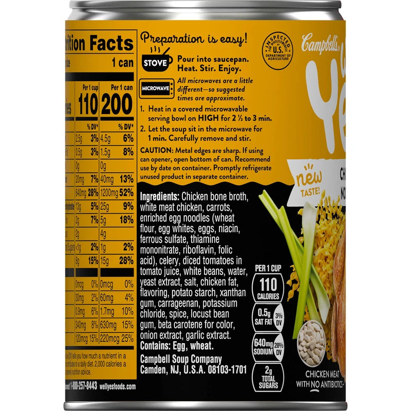 Campbell's Well Yes! Chicken Noodle Soup, 15 Grams of Protein, 16.2 Ounce Can