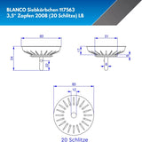 Blanco Strainer Basket 3.5 Inch with Pins 20 Slits Black