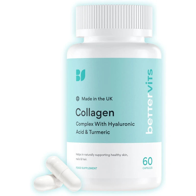 Bettervits Collagen Complex | 1000mg Hydrolyzed Capsules | Skin | Hair | Nails | Joints | Hydrates & Smooths | With Hyaluronic Acid & Vitamin E