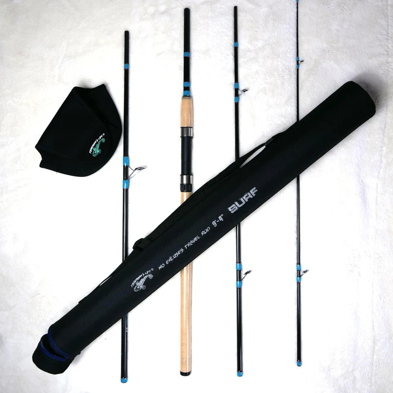 Fisherman's Life No Excuses Travel Rod with Protective case Travel Friendly Reel Protector Fish Anywhere Anytime (9 ft 4 inch)