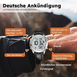 Hearkent Talking Clock Visually Impaired Radio-Controlled Clock German Voice LCD Large Number Easy to Read Senior Watch for Seniors Blind Clock, black, Strap.