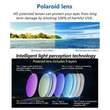 JOJEN Polarized Sports Sunglasses for Women Men Running Golf Fishing Cycling Driving 100% UV Protection Sun Glasses JE001, Transparent Frame Blue Revo Lens, 5.3