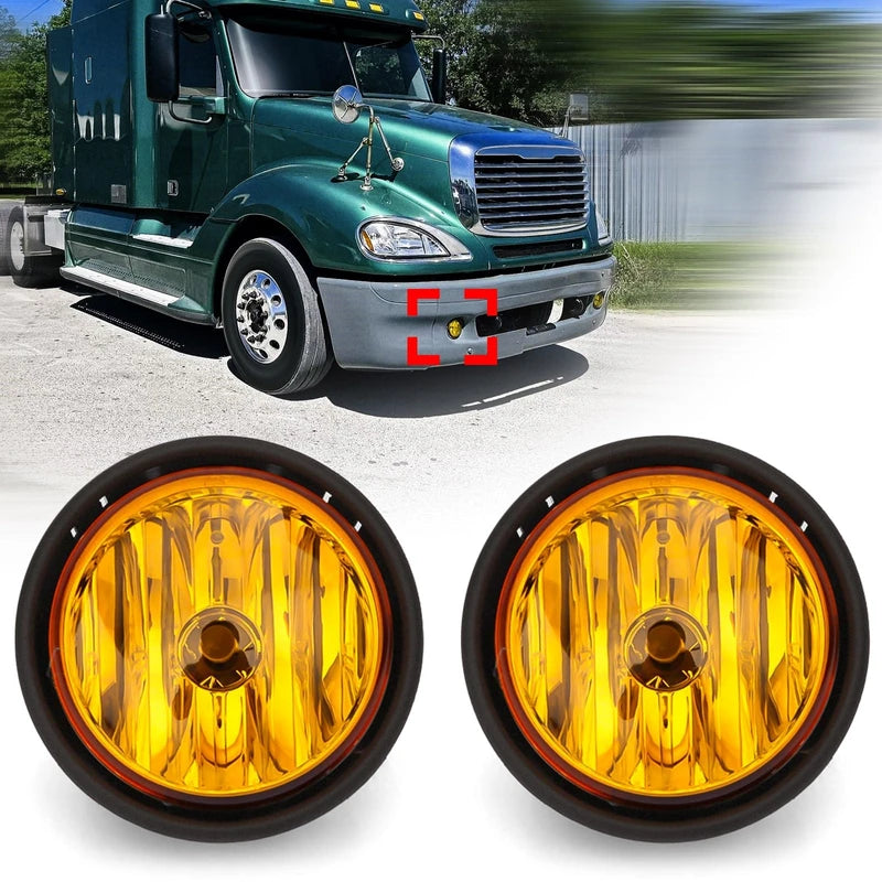 Fog lights assembly replacement for Truck With Bulbs Compatible with Freightliner Columbia 2000-2015ï¼ˆA Pair,Yellowï¼‰
