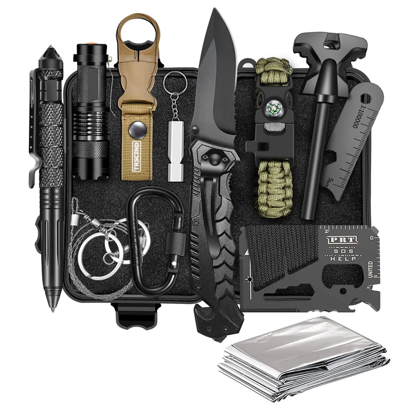 Gifts for Men Dad Him Husband, Survival Kit Tools, Survival Gear and Equipment 13 in 1, Fathers Day Birthday Gifts for Boyfriend, Cool Gadgets for Hunting Camping Fishing