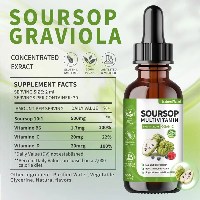 Organic Soursop Multivitamin Liquid Drops supplement - Herbal Supplement