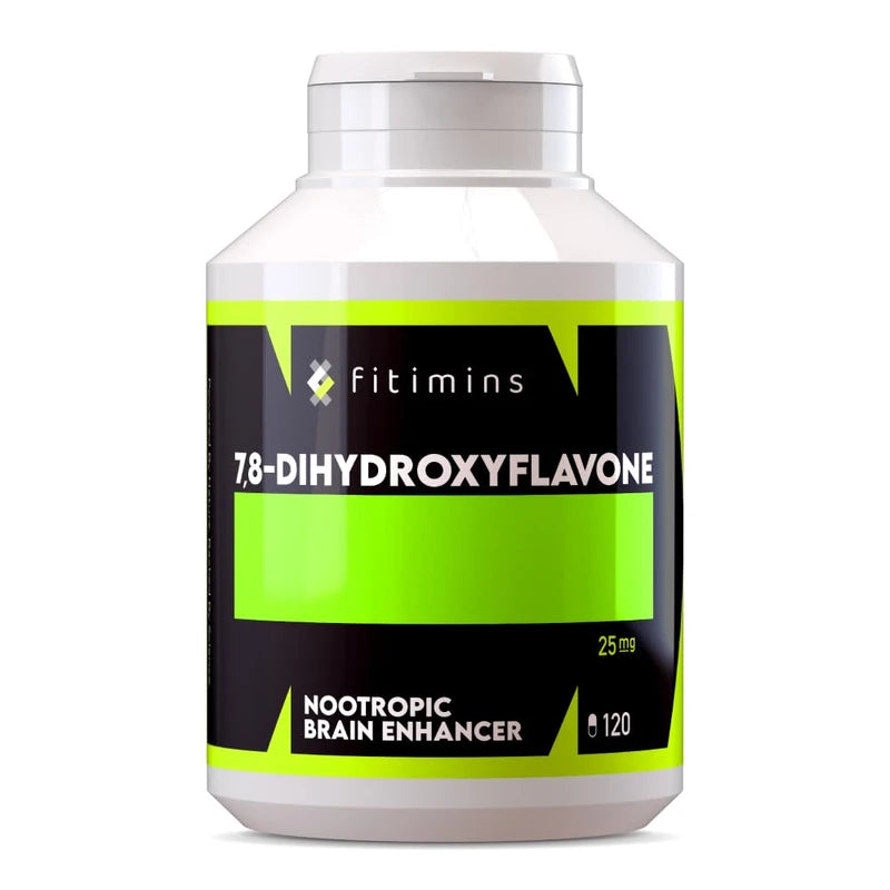 7,8–DHF (Dihydroxyflavone) 25mg Nootropic Supplement | Vegan 60 Capsules 60-Day Supply | for Memory & Learning Boosting, Protects Cognitive Health, Antioxidant Properties | Fitimins