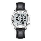 Hearkent Talking Clock Visually Impaired Radio-Controlled Clock German Voice LCD Large Number Easy to Read Senior Watch for Seniors Blind Clock, black, Strap.