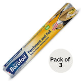 Foil and Parchment Paper 2 in 1 Easy to Shape 5m x 30cm | Durable and Tear Resistant | Non-Stick Coating - Pack of 3 Rolls
