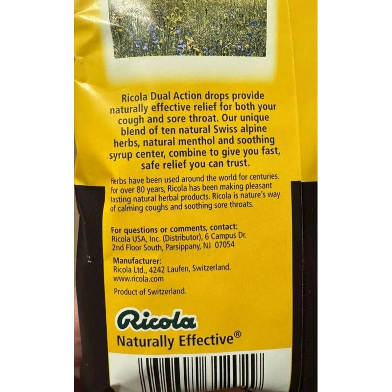 Ricola 2 Bags Ricola Dual Action Extra Relief Cough Drops Honey Lemon 19 Ct Exp: 12/24