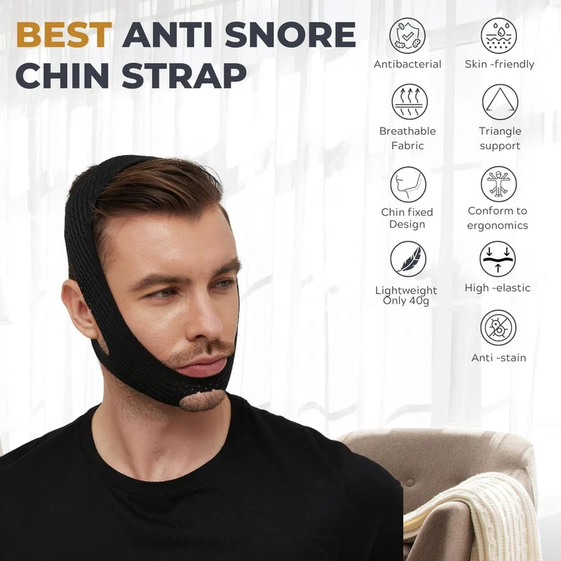 Keepaty Anti Snoring Chin Strap, Snoring Stopper Snoring Solution Flexible, Breathable, Anti Snoring Chin Strap, Helps Against Snoring Device for Snoring Reduction