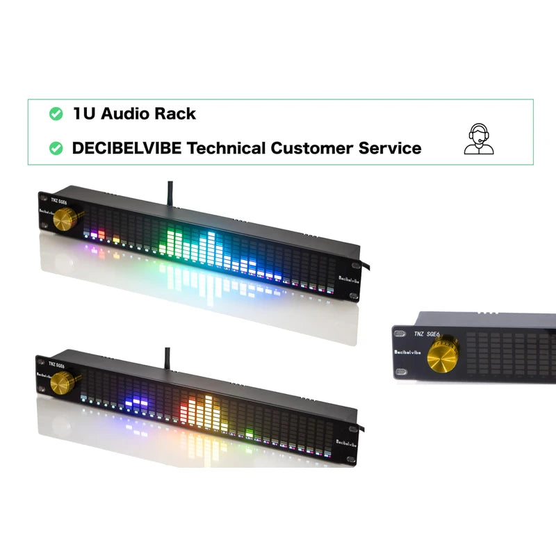 Decibelvibe TNZ SGE6 - Audio Graphic Equalizer with Rear RCA/3.5 Auxiliary Input and Output, Built-in Microphone, USB and Bluetooth Input, Preamp for Home Audio, DJ, HiFi Audio Setup (Gold)
