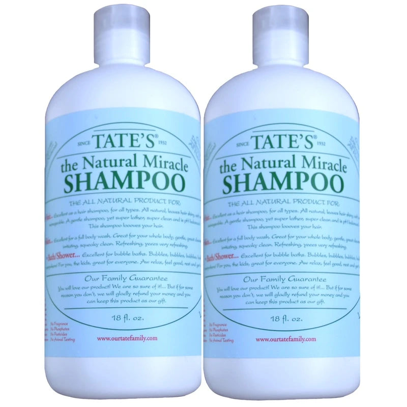 2 Tate's Natural Miracle Shampoo-18oz-/hypo-allergenic