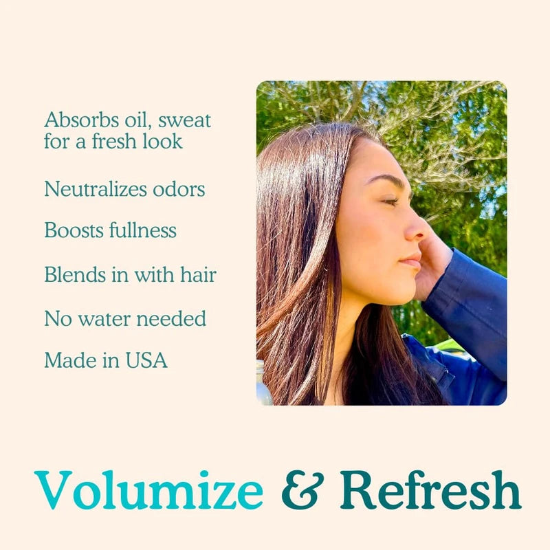 Dry Shampoo Volume Powder | Natural, Eco-friendly, Non Aerosol, Refillable | USA-Made | Refreshes, Volumizes | For Light, Medium or Dark Hair | 1 Refillable Jar + 1 Plastic-free Refill | 500 Uses