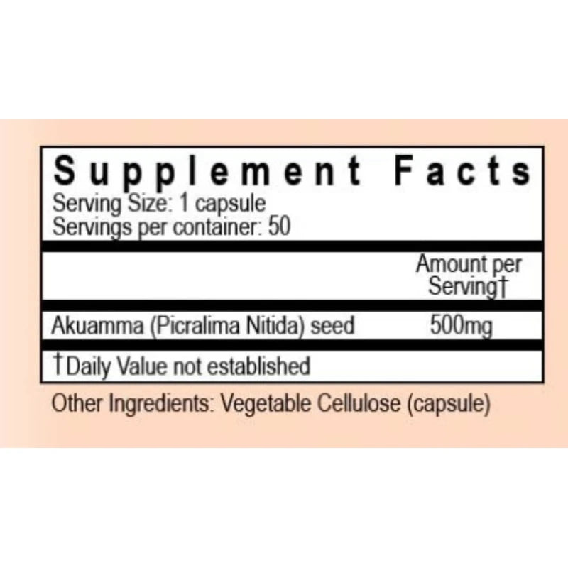 Panacea Natural Akuamma Extract capsules - 500mg- 50 Count