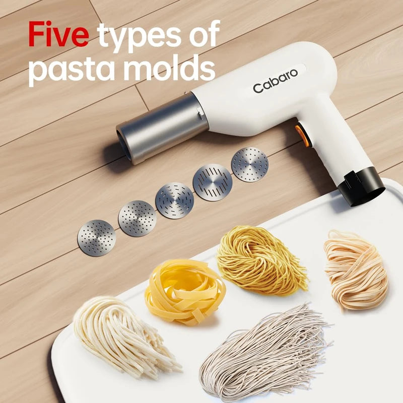 Handheld Electric Pasta Maker, 5-in-1 Cordless Pasta Machine, Portable Noodle Maker, Homemade Spaghetti Ramen