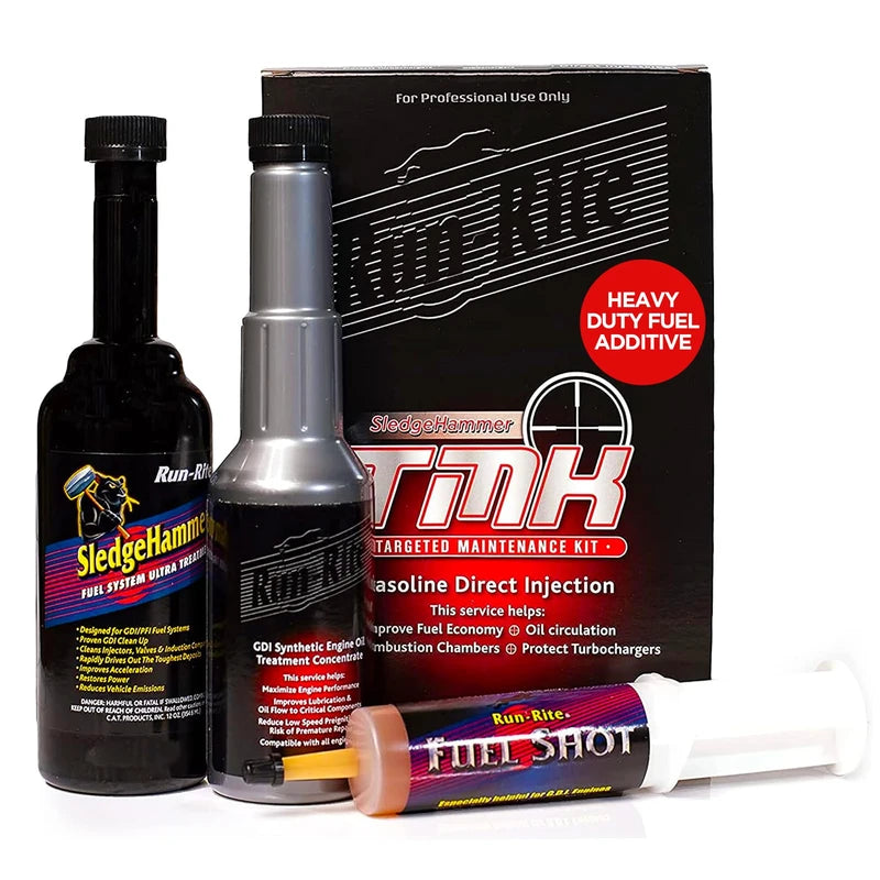 RUN-RITE Preventive Maintenance Fuel Cleaner Kit - Gas Treatment and Fuel Injector Cleaner - Valve, Carbon Deposit & Fuel System Treatment - Improves Fuel Performance and Intake Lubrication (3 pcs)