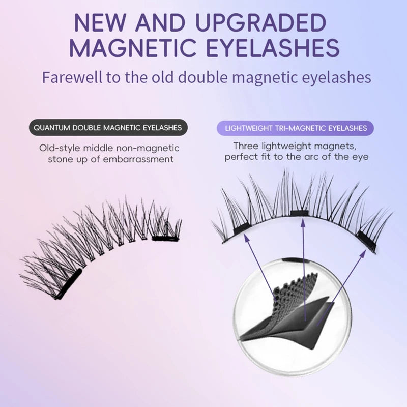 Generic Siare™ Magnetic Eyelashes Kit, Which can be Reused Natural Magnetic Eyelashes and Waterproof, Natural, Light, No Glue, Easy to Wear and Remove for All-Day Comfort (Natural + plump 2 Pair)