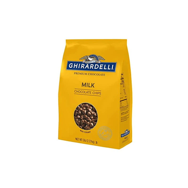 Ghirardelli Chocolate Company Milk Chocolate Chips 800 per lb, 5lb. Bag (Pack of 1)