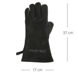 Morsø Kaminhandschuh, Links – hitzebeständiger Ofenhandschuh aus dickem Leder, Grillhandschuh für In- und Outdoor, im cleanen Design, Schwarz