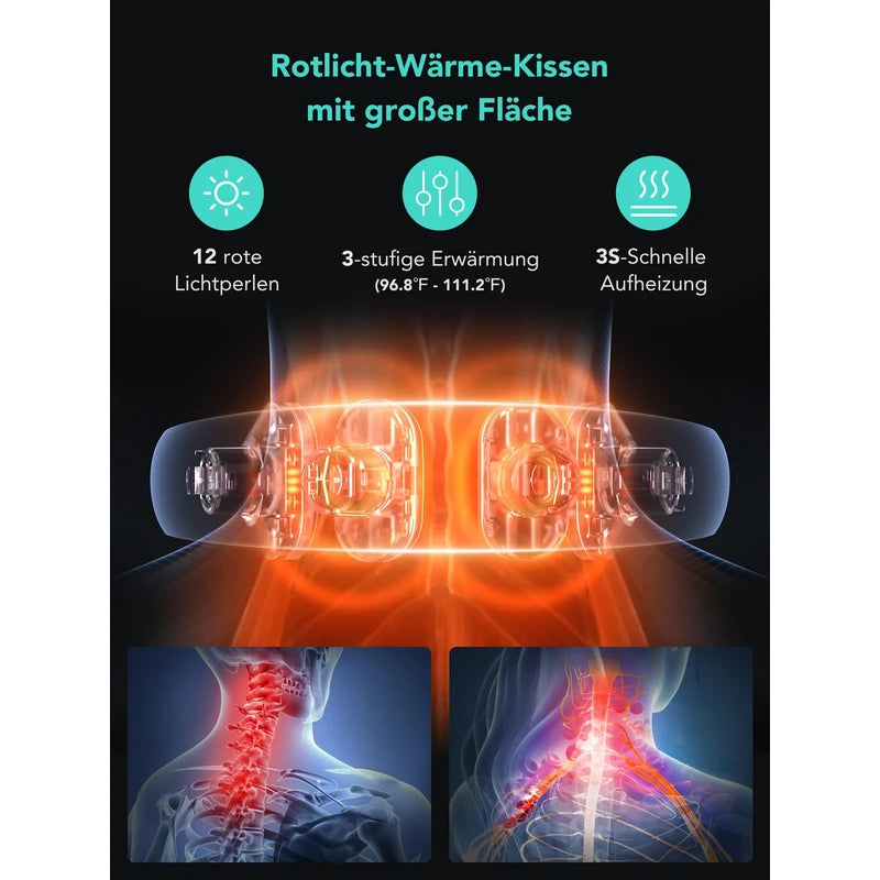SKG Nackenmassagegerät mit Wärme, elektrisches Rotlicht-Puls-Vibrations-Traktions-Nackenmassagegerät zur Schmerzlinderung im tiefen Gewebe, tragbares 4D-Massagegerät, Nackenentspanner,K5-3 PRO
