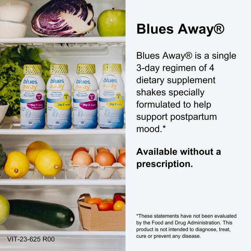 Blues Away® – Postpartum Shakes to Help Improve Mood after Birth | Dietary Supplement | 4 Shakes in a 3-Day Regimen | with Blueberry Extract | Gluten and Lactose-Free