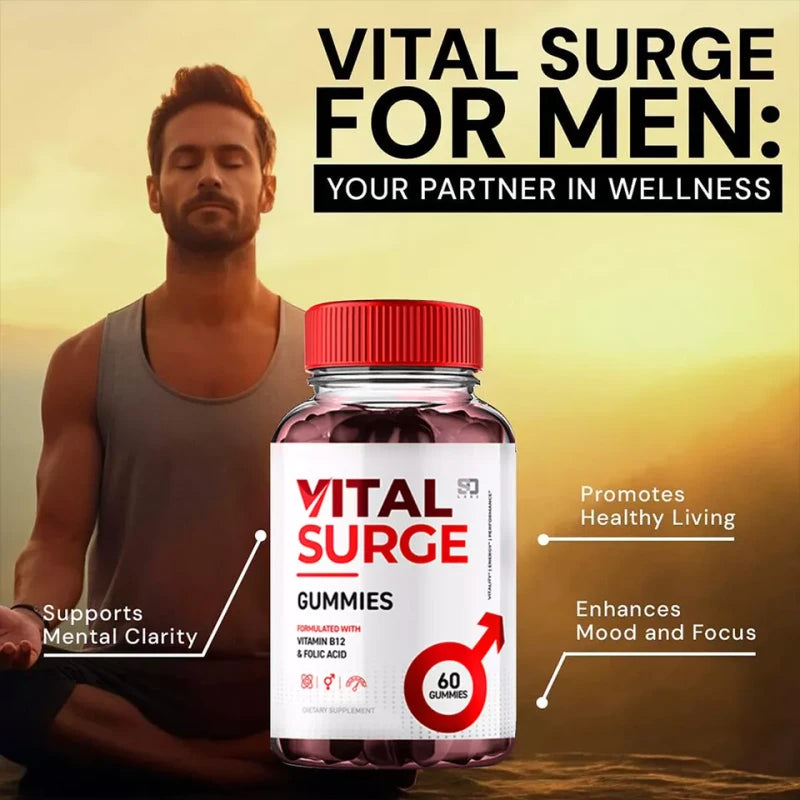 Gomitas masculinas Vital Surge, Gominolas Vital Surge Testo Apoyo Rendimiento (1 Paquete)