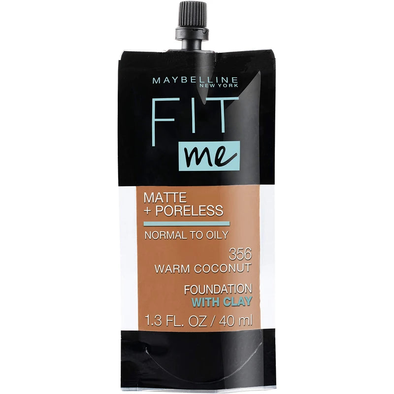 MAYBELLINE Maybelline New York Fit Me Matte + Poreless Liquid Foundation, Pouch Format, 356 Warm Coconut, 1.3 Ounce
