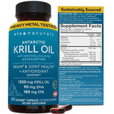 Viva Naturals Viva Naturals Antarctic Krill Oil Omega 3 Supplements 1250 mg - DHA EPA Omega-3 & Astaxanthin Concentration for Joint Health, No Fish Burp - 60 Omega 3 Krill Oil Capsules