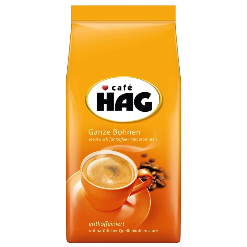 Jacobs Café HAG Classic Mild Café Crema, 500 g Whole Coffee Beans Decaffeinated, Intensity 4/5, for Professional Use