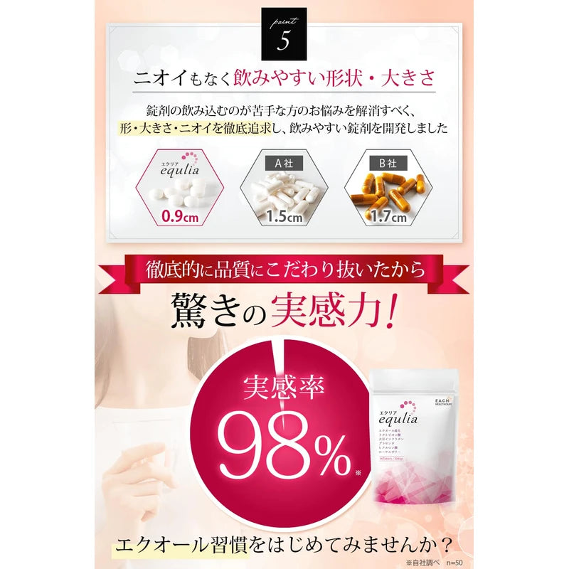 Equlia Equol Producing Supplement, Equlia Equol Lactic Acid Bacteria, Soy Isoflavone, Lactobionic Acid, Concentrated 6 Types of Female Support Ingredients (2)