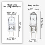G8 Light Bulbs 20Watt 120Volt Halogen Light Bulb G8 Base Bi-Pin Shorter 1-3/8" (1.38") Length 20W T4 JCD Warm White Under Cabinet Puck Lighting Replacements,10Pack