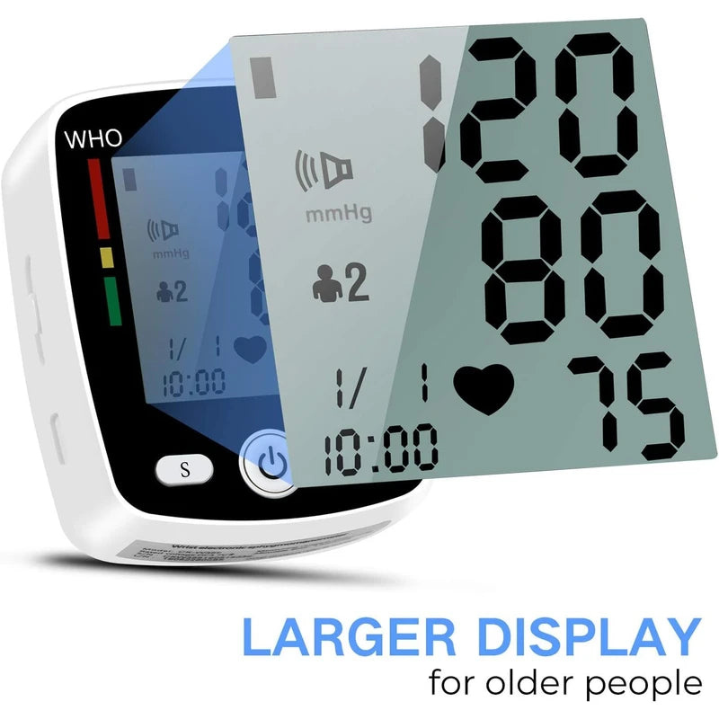Blood Pressure Monitor Automatic Wrist Cuff Machine Carrying Case for Home Use 90 Readings Memory 2 User & Large Display, Black CK-W355 | NOUYAN