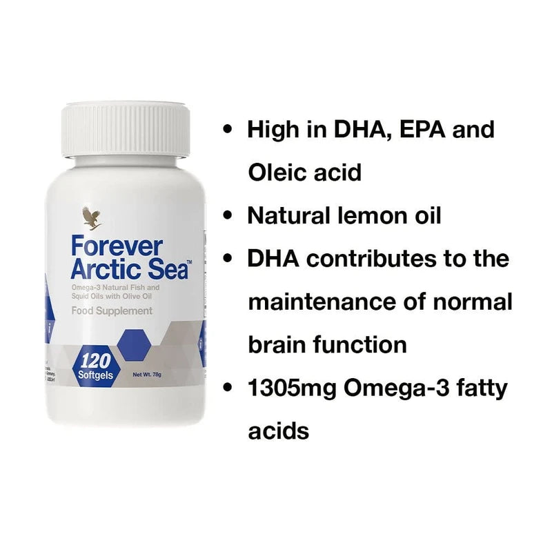 Forever Living Products Forever Arctic Sea, 120 softgels, Extensive Blend of omega-3s, Pure Source of EPA & DHA, Gluten Free.
